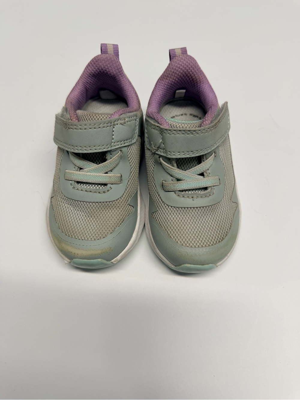 Kids Light Green and Purple Athletic Sneakers - Comfortable Velcro Fit